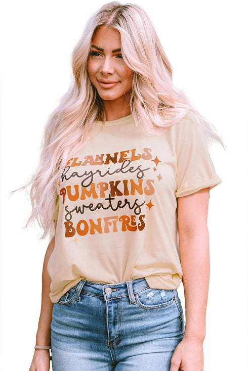 Graphic Letter Print Crew Neck Short Sleeve Tee
