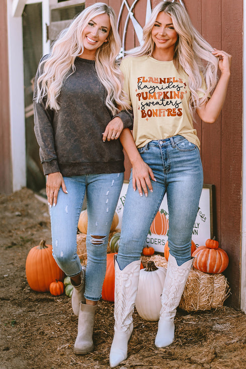 Graphic Letter Print Crew Neck Short Sleeve Tee