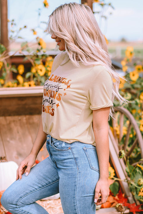 Graphic Letter Print Crew Neck Short Sleeve Tee