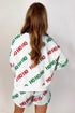 Graphic Letter Print Drop Shoulder Pullover Short Sets