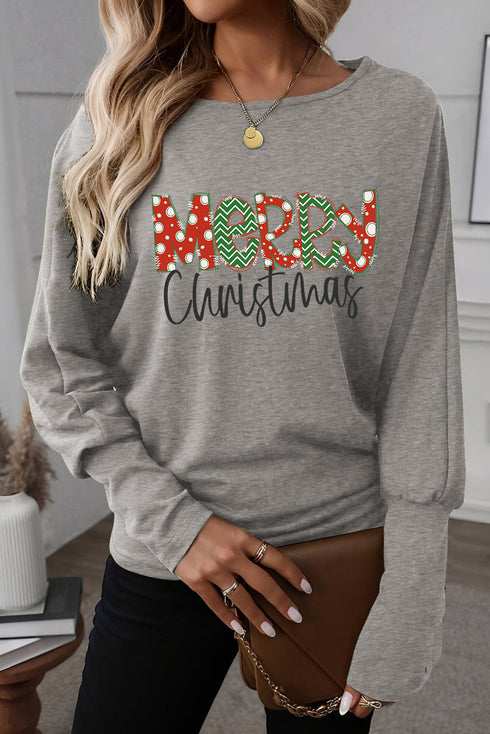 Graphic Letter Print Extended Cuff Dolman Long Sleeve Tee