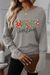 Graphic Letter Print Extended Cuff Dolman Long Sleeve Tee