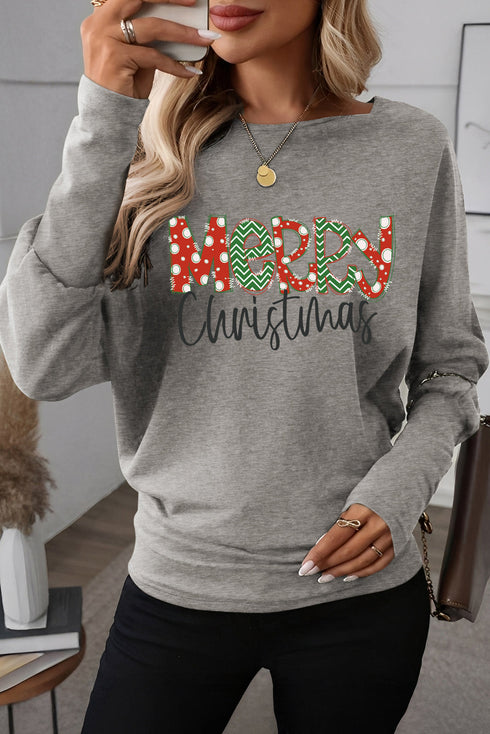 Graphic Letter Print Extended Cuff Dolman Long Sleeve Tee