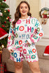 Graphic Letter Print Long Sleeve Top And Shorts Loungewear
