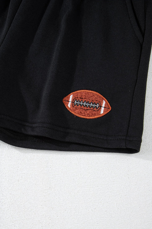Graphic Letter Print Rugby Football Pullover Short Set