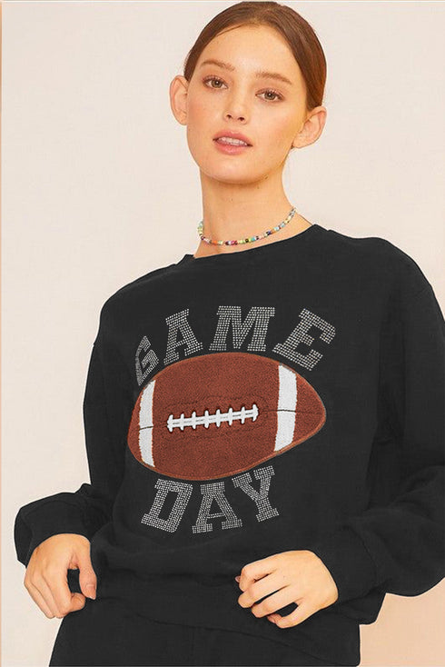 Graphic Letter Print Rugby Football Pullover Short Set