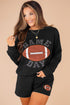 Graphic Letter Print Rugby Football Pullover Short Set