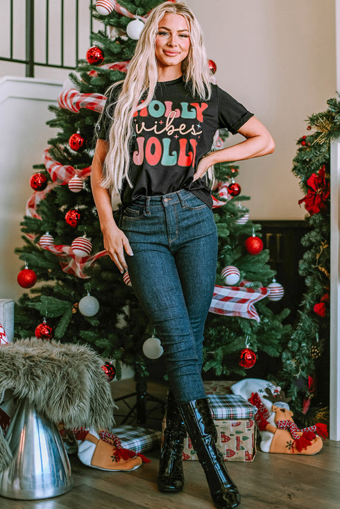 Graphic Letter Print Short Sleeve Crew Neck Tee