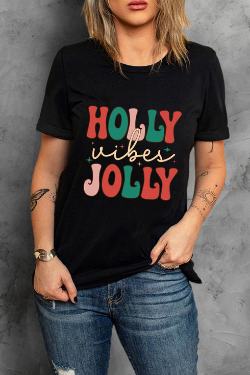 Graphic Letter Print Short Sleeve Crew Neck Tee