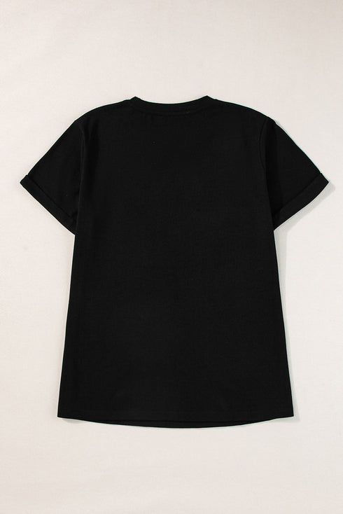 Graphic Letter Print Short Sleeve Crew Neck Tee