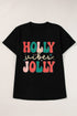 Graphic Letter Print Short Sleeve Crew Neck Tee