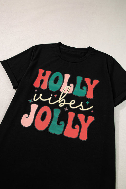 Graphic Letter Print Short Sleeve Crew Neck Tee