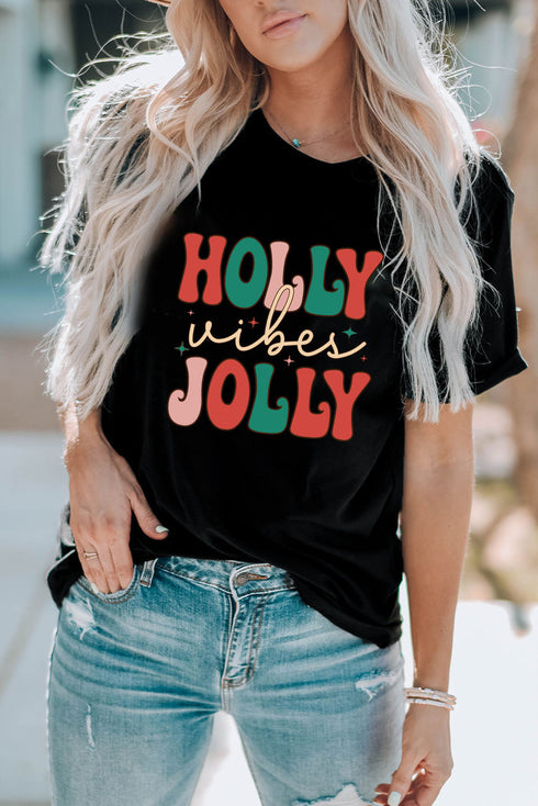 Graphic Letter Print Short Sleeve Crew Neck Tee