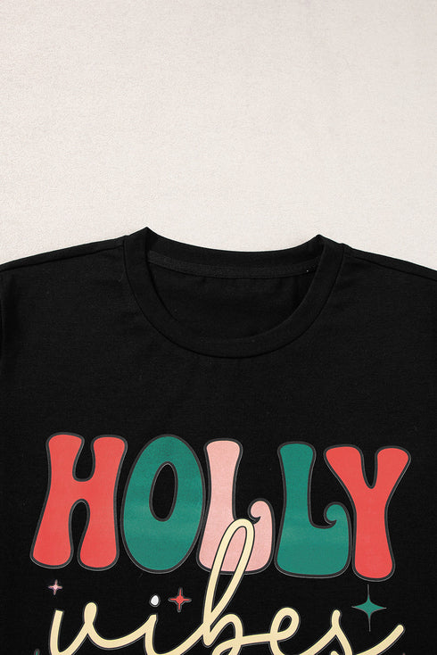 Graphic Letter Print Short Sleeve Crew Neck Tee