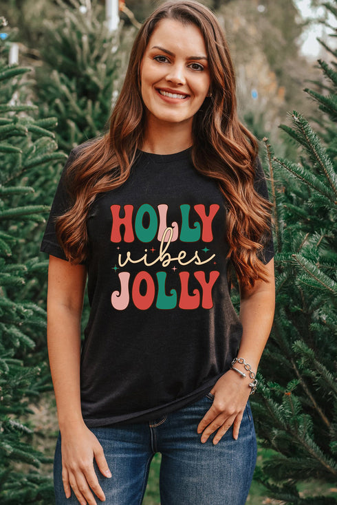 Graphic Letter Print Short Sleeve Crew Neck Tee