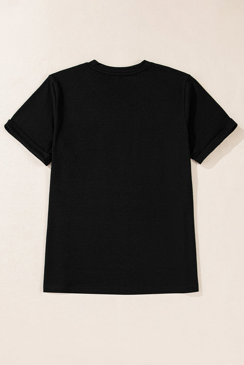 Graphic Print Crew Neck Short Sleeve Soft Tee