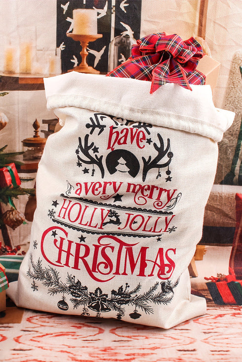 Graphic Print Drawstring Closure Polyester Gift Sack