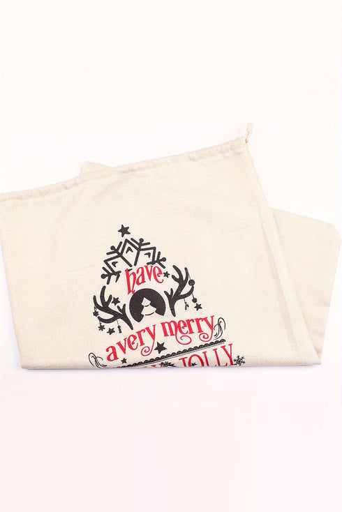 Graphic Print Drawstring Closure Polyester Gift Sack
