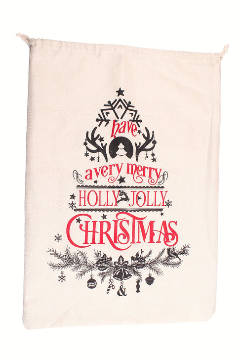 Graphic Print Drawstring Closure Polyester Gift Sack