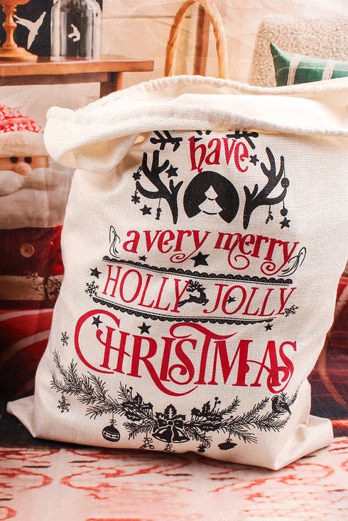 Graphic Print Drawstring Closure Polyester Gift Sack