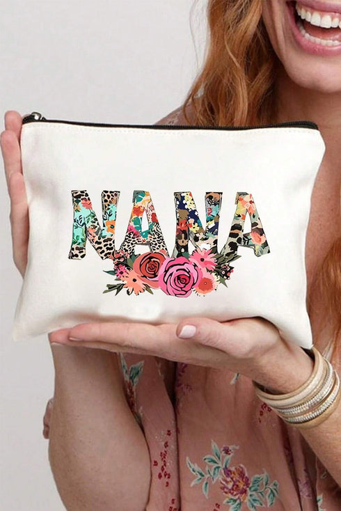 Graphic Print Faux Leather Zipper Cosmetic Bag