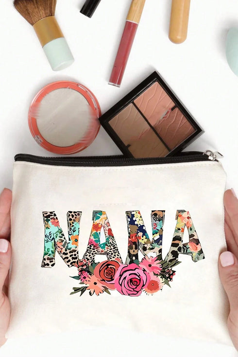 Graphic Print Faux Leather Zipper Cosmetic Bag