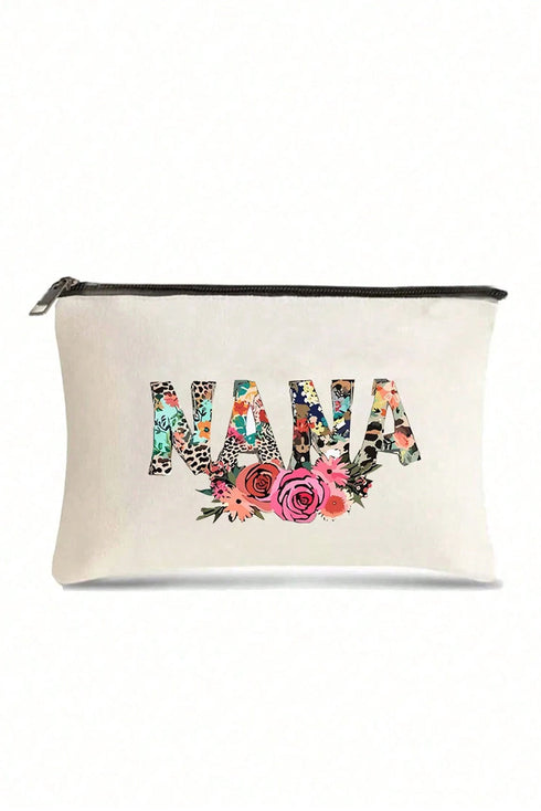 Graphic Print Faux Leather Zipper Cosmetic Bag