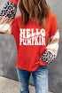 Graphic Print Leopard Striped Sleeve V Neck Top