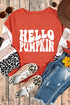 Graphic Print Leopard Striped Sleeve V Neck Top