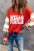 Graphic Print Leopard Striped Sleeve V Neck Top