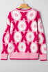 Graphic Print Long Sleeve Crew Neck Knit Sweater