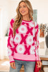 Graphic Print Long Sleeve Crew Neck Knit Sweater