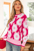 Graphic Print Long Sleeve Crew Neck Knit Sweater
