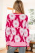 Graphic Print Long Sleeve Crew Neck Knit Sweater