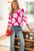 Graphic Print Long Sleeve Crew Neck Knit Sweater