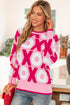 Graphic Print Long Sleeve Crew Neck Knit Sweater