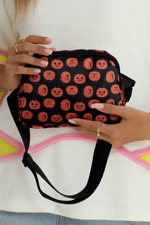 Graphic Print Nylon Buckle Strap Square Crossbody Bag