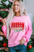 Graphic Print Sequin Sleeve Patchwork Crew Neck Sweatshirt