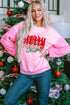 Graphic Print Sequin Sleeve Patchwork Crew Neck Sweatshirt