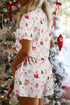Graphic Print Short Sleeve Button Down Pajama Set