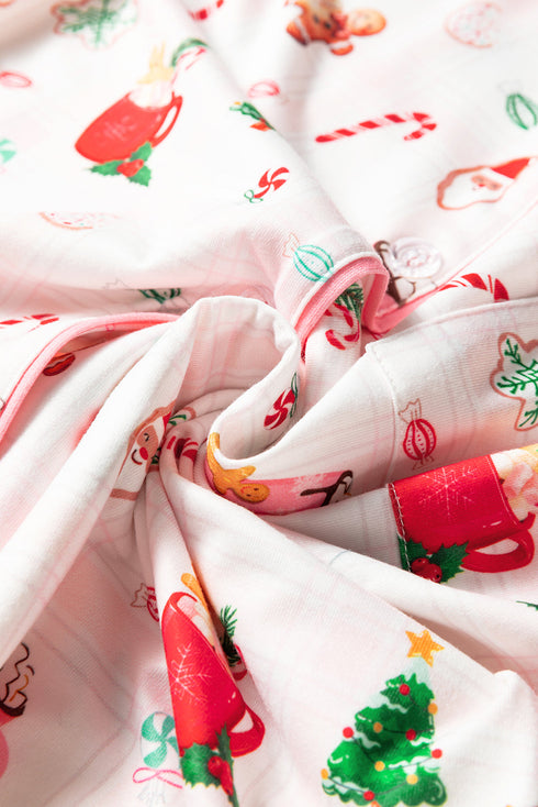 Graphic Print Short Sleeve Button Down Pajama Set