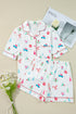 Graphic Print Short Sleeve Button Front Pajama Set