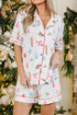 Graphic Print Short Sleeve Button Front Pajama Set