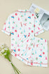 Graphic Print Short Sleeve Button Front Pajama Set