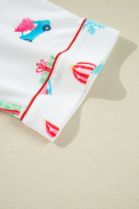 Graphic Print Short Sleeve Button Front Pajama Set