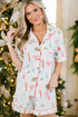 Graphic Print Short Sleeve Button Front Pajama Set