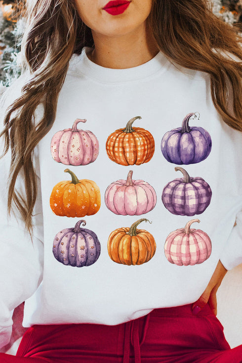 Graphic Pumpkin Print Long Sleeve Crew Neck Sweatshirt
