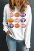 Graphic Pumpkin Print Long Sleeve Crew Neck Sweatshirt
