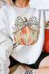 Graphic Pumpkin Print With Bow Crew Neck Sweatshirt