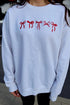 Graphic Ribbon Bow Crew Neck Pullover Sweatshirt